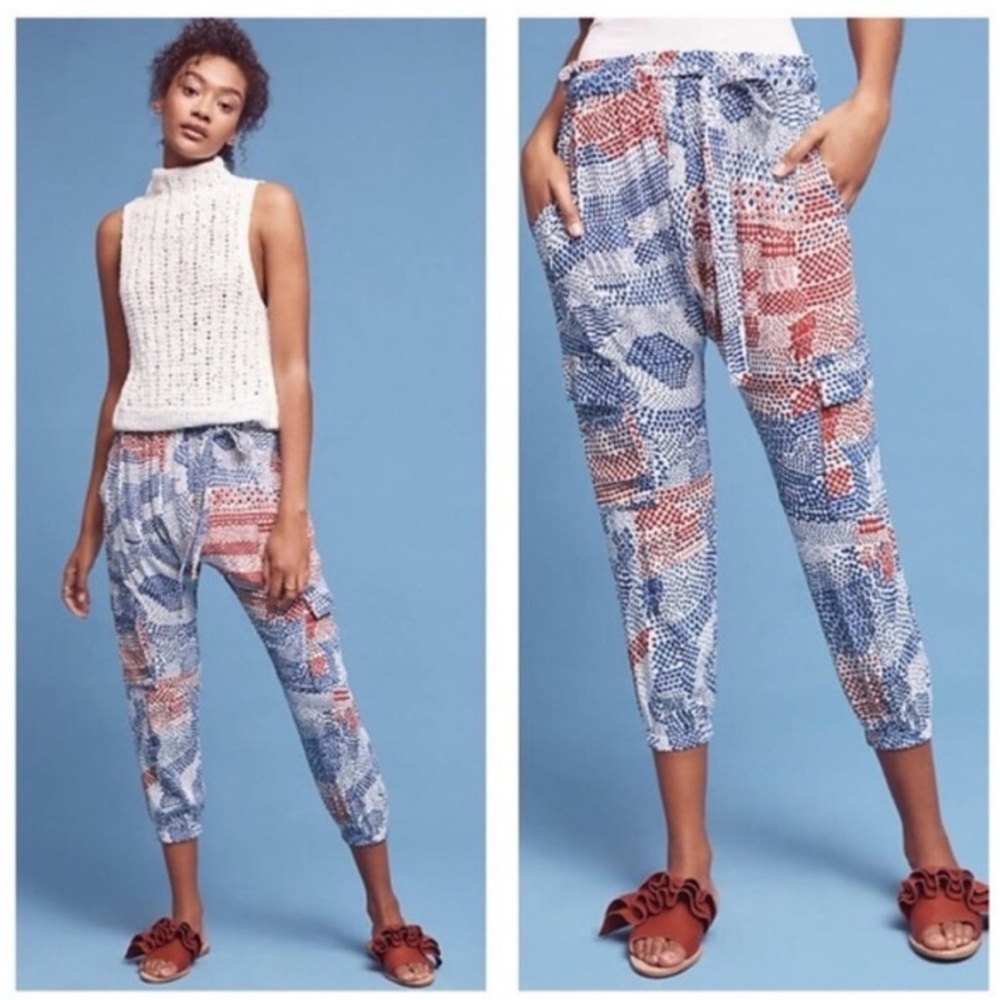 Hei hei blue and red and white cargo pants Anthropologie